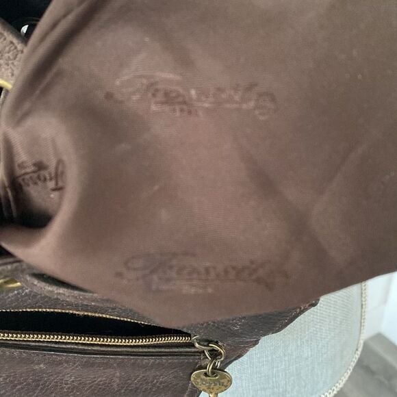 Vintage Fossil Dark Brown Leather Backpack Crossbody Bag Key Charm Boho Casual - Picture 14 of 15